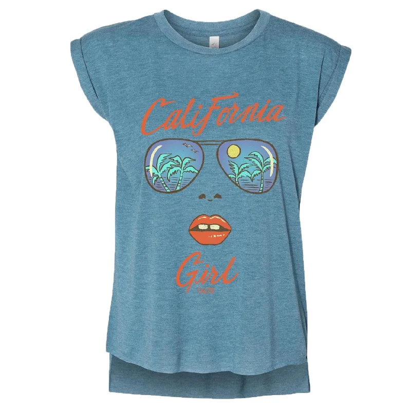 California Girl Glasses Rolled Sleeve Tank activewear tank top