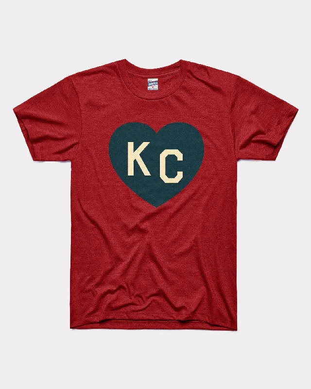 Cardinal & Navy KC Heart T-Shirt Striped Floral Plaid