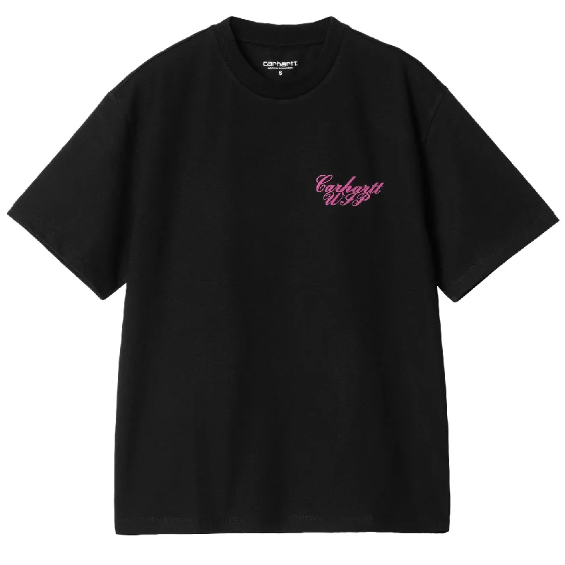 Carhartt WIP Womens S/S Exchange T-Shirt Black / Pink Boxy Fit Fitted Loose