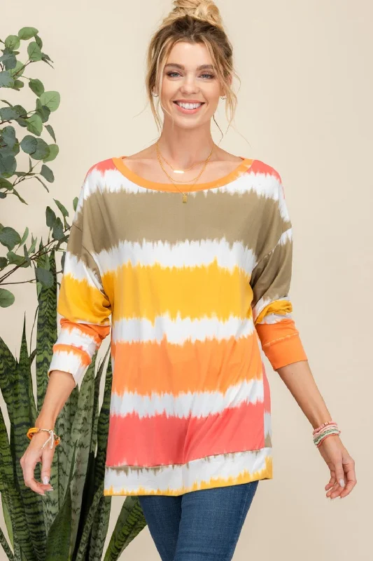 Celeste Full Size Striped Long Sleeve T-Shirt Thin T-Shirt Open Front Quick Dry