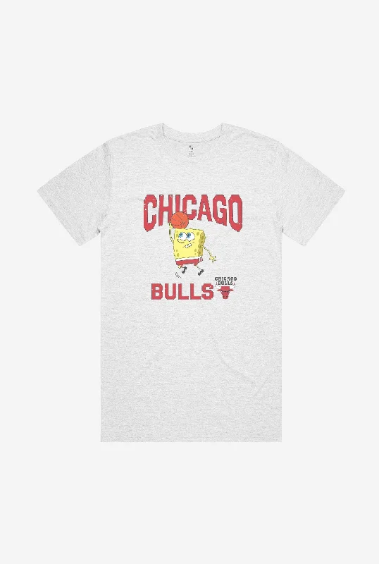Chicago Bulls Spongebob T-Shirt - Ash Striped Floral Plaid