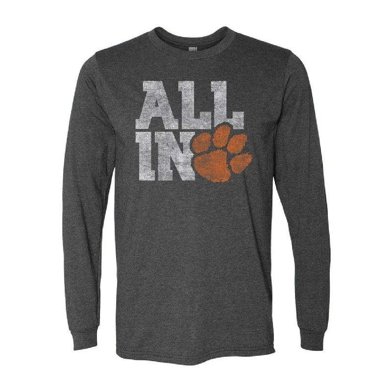 Clemson University All In Long Sleeve T-shirt Solid Color Striped Floral