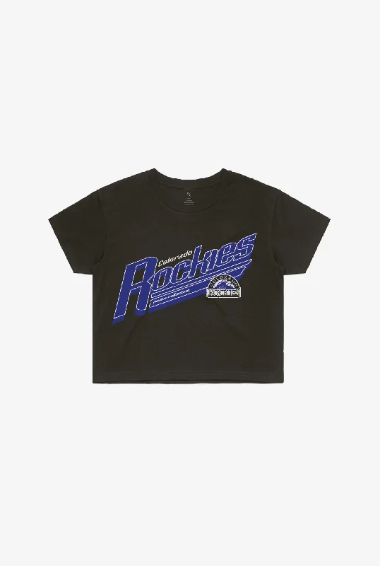 Colorado Rockies Garment Dyed Cropped T-Shirt - Black Cozy Warm Stylish