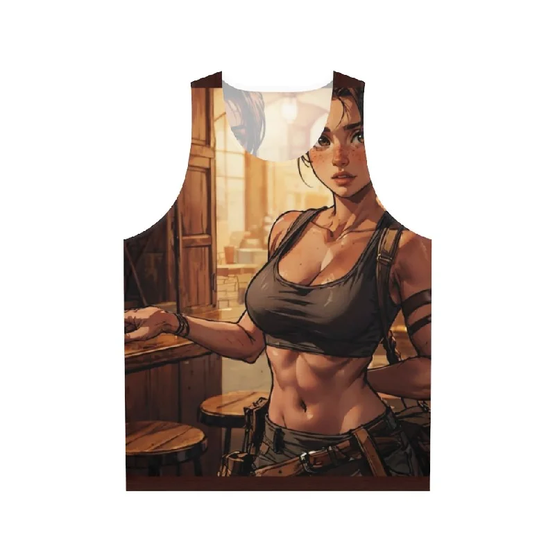 Cute Young Lara Croft Unisex Tank Top sage tank top