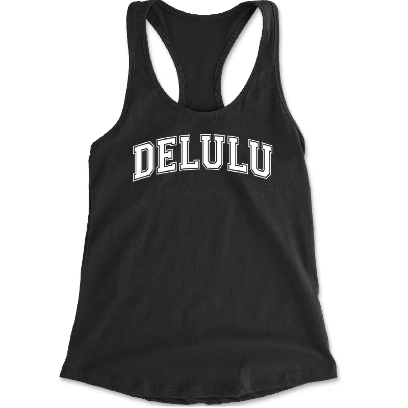 Delulu Delusional Light Hearted Racerback Tank Top for Women cherry red tank