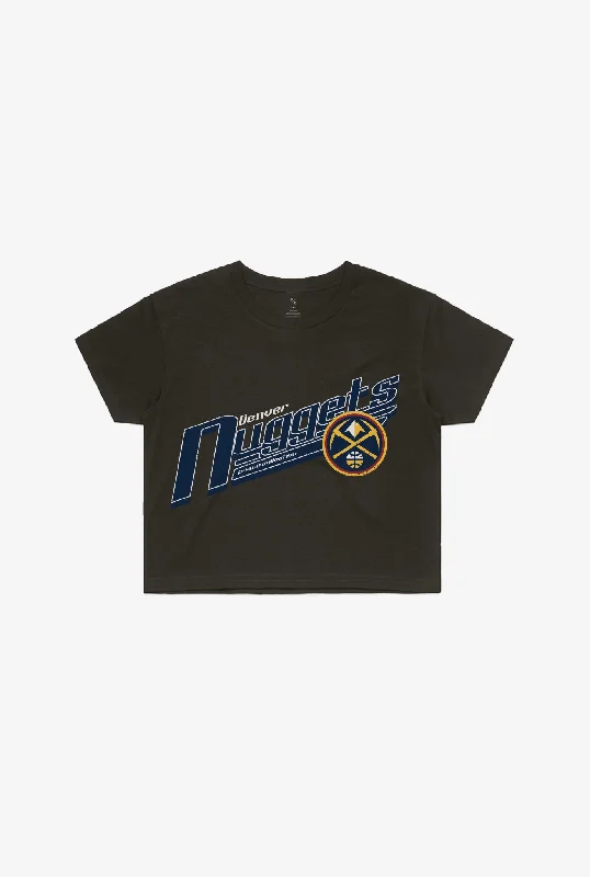 Denver Nuggets Garment Dyed Cropped T-Shirt - Black Fleece Nylon Spandex