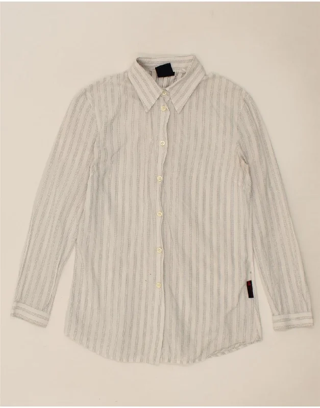 DOLCE & GABBANA Womens Shirt IT 42 Medium White Striped Cotton Front Pockets Side Pockets Patch Pockets DOLCE & GABBANA Womens Shirt IT 42 Medium White Striped Cotton Front Pockets Side Pockets Patch Pockets