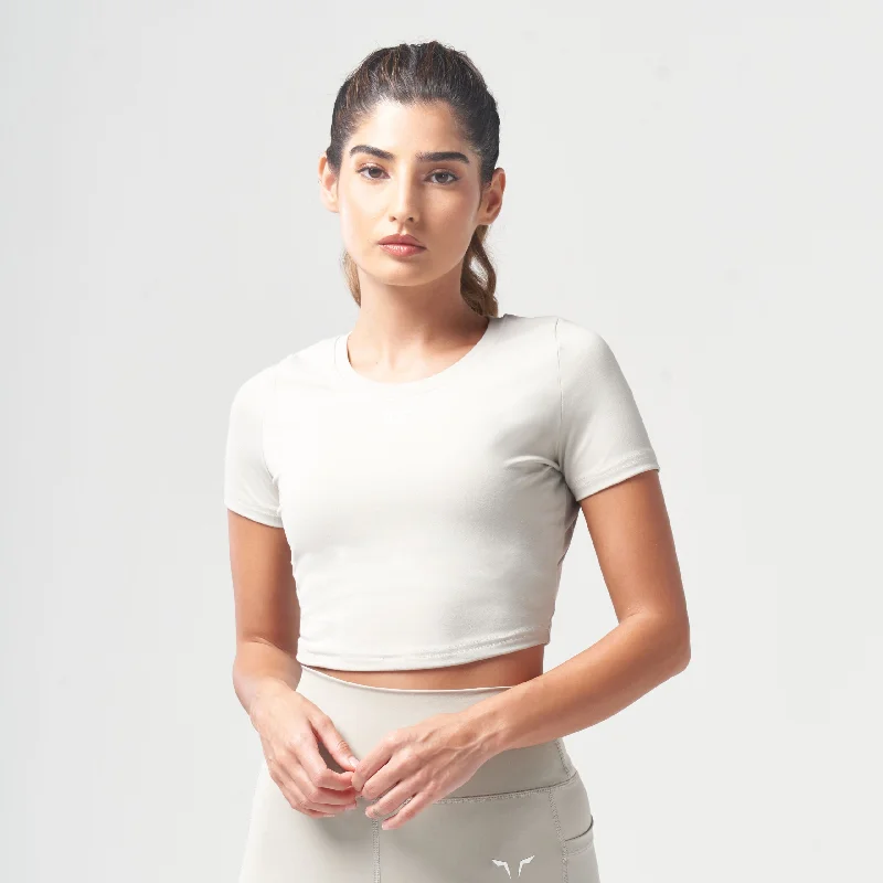 Essential Cropped Tee - Willow Grey Elasticated Padded Insulated