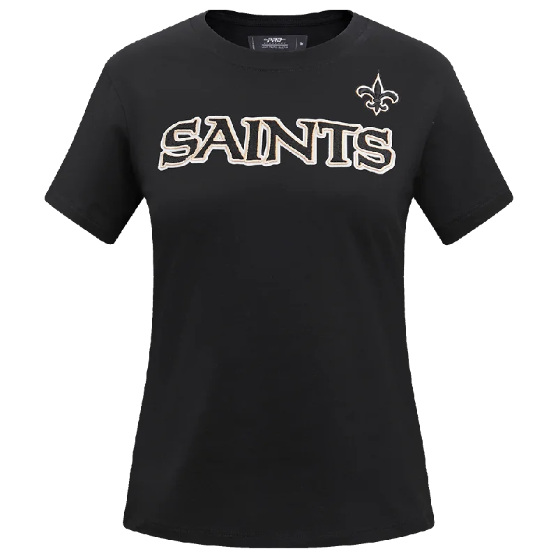 NFL NEW ORLEANS SAINTS CLASSIC WOMEN'S SJ SLIM FIT TEE (BLACK) Fitted T-Shirt Seamless Stretchy