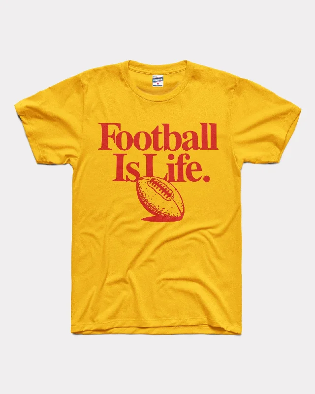 Football is Life Gold T-Shirt Thin T-Shirt Open Front Quick Dry