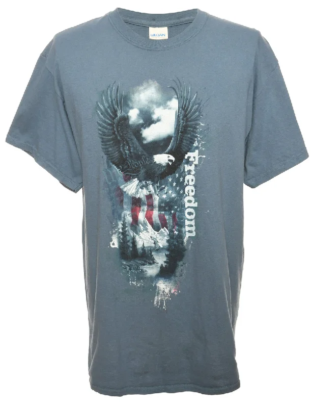 Freedom Eagle Print T-shirt - M Print Jacquard Patchwork