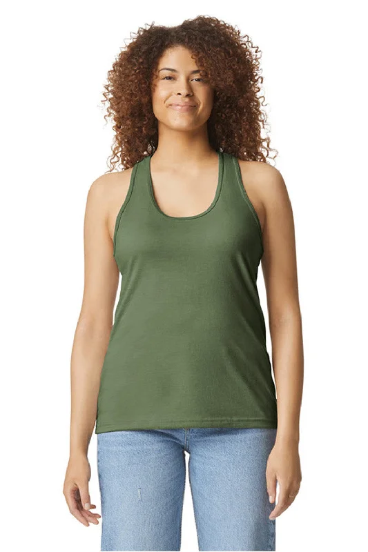 Gildan Womens Softstyle CVC Racerback Tank Top - Cactus Green cutout tank top