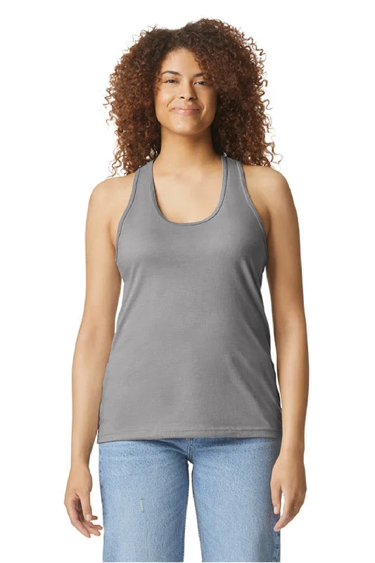 Gildan Womens Softstyle CVC Racerback Tank Top - Cement Grey tie dye tank