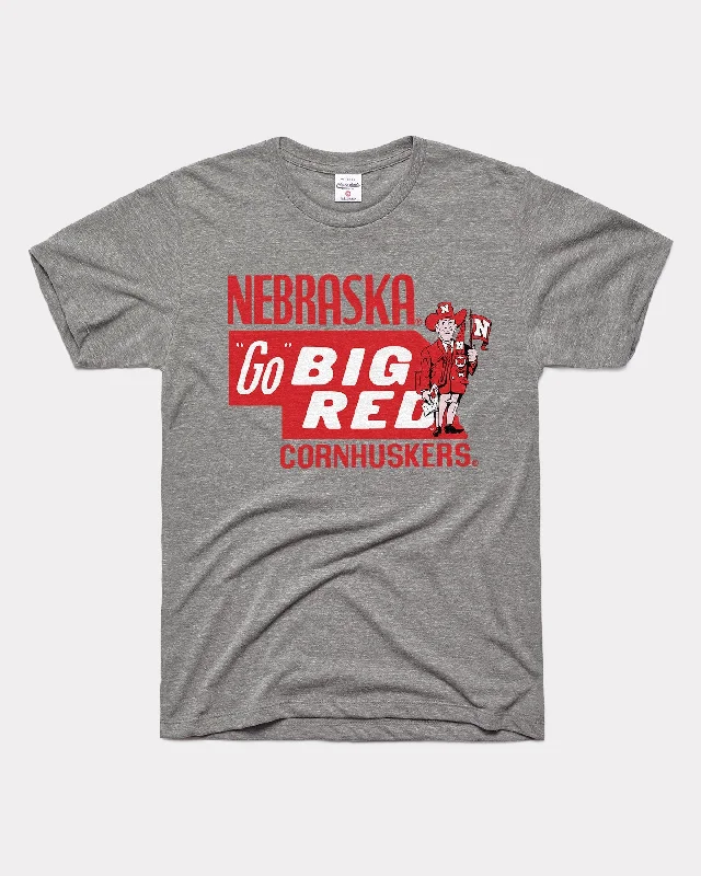 Go Big Red Cornhuskers Grey T-Shirt Mesh Fabric Canvas Fabric Denim Fabric
