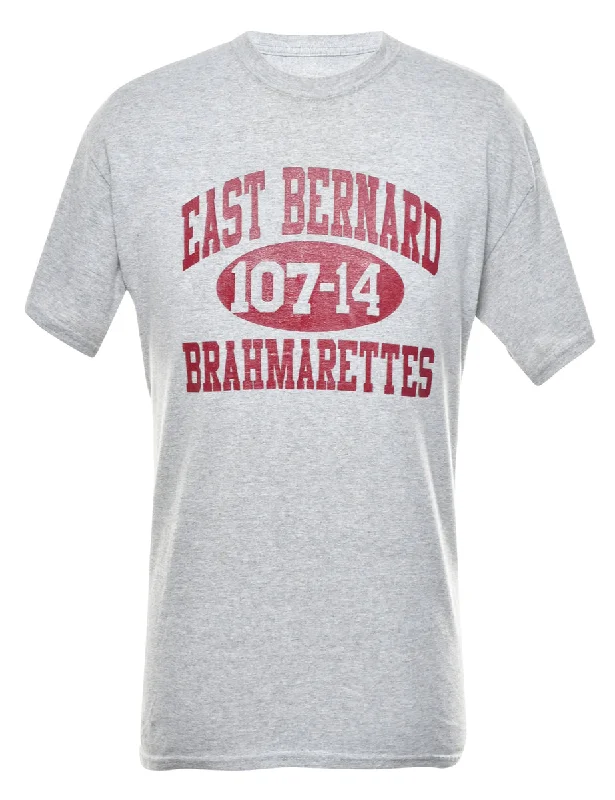 Grey & Red Printed T-Shirt  - M Fleece Nylon Spandex