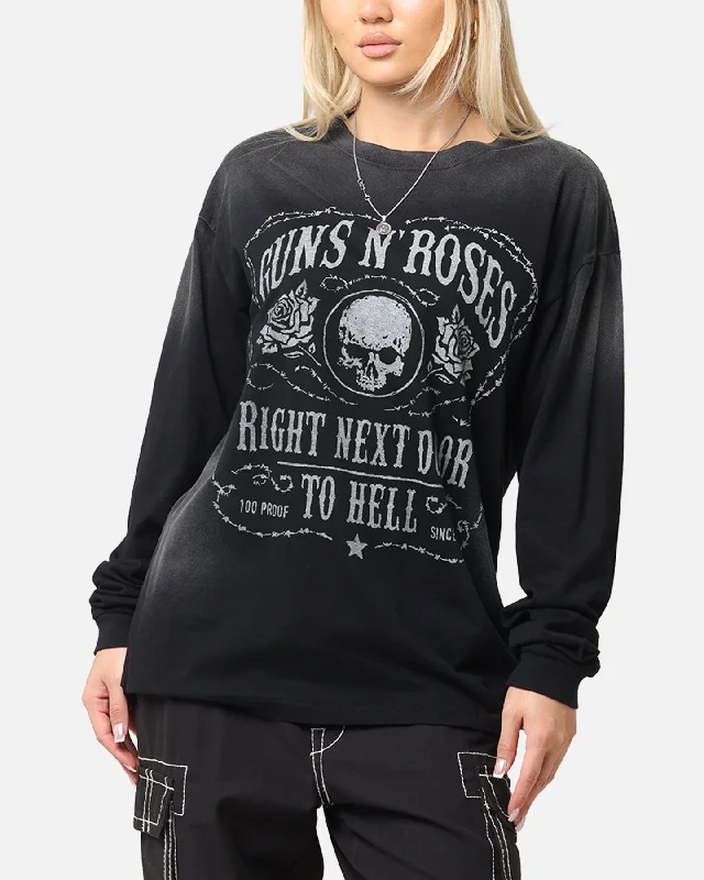 Guns N Roses Next Door To Hell Long Sleeve T-Shirt Washed Black Chenille Brocade Lace Guns N Roses Next Door To Hell Long Sleeve T-Shirt Washed Black Chenille Brocade Lace