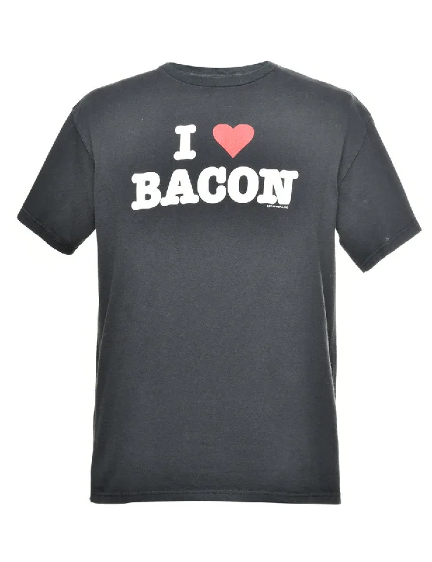 I Love Bacon Printed T-shirt - L Plaid T-Shirt Polka Dot Checkered