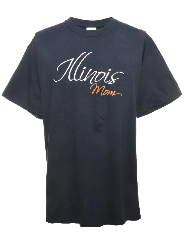 Illinois Mom Printed T-shirt - M Mesh Blend Leather Blend Suede Blend