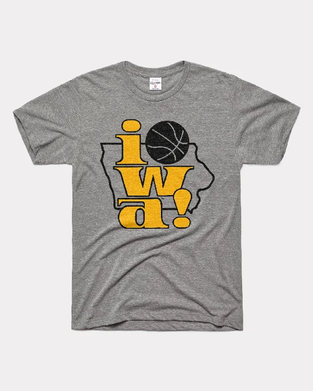 Iowa! Basketball University of Iowa Grey T-Shirt Fitted T-Shirt Seamless Stretchy