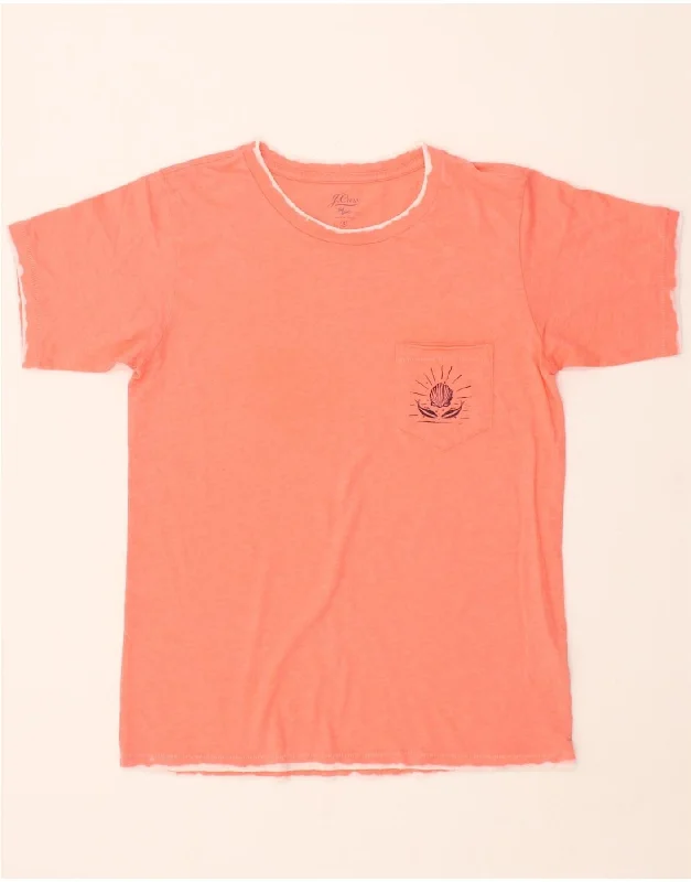 J. CREW Womens T-Shirt Top UK 10 Small Pink Cotton Fitted T-Shirt Seamless Stretchy