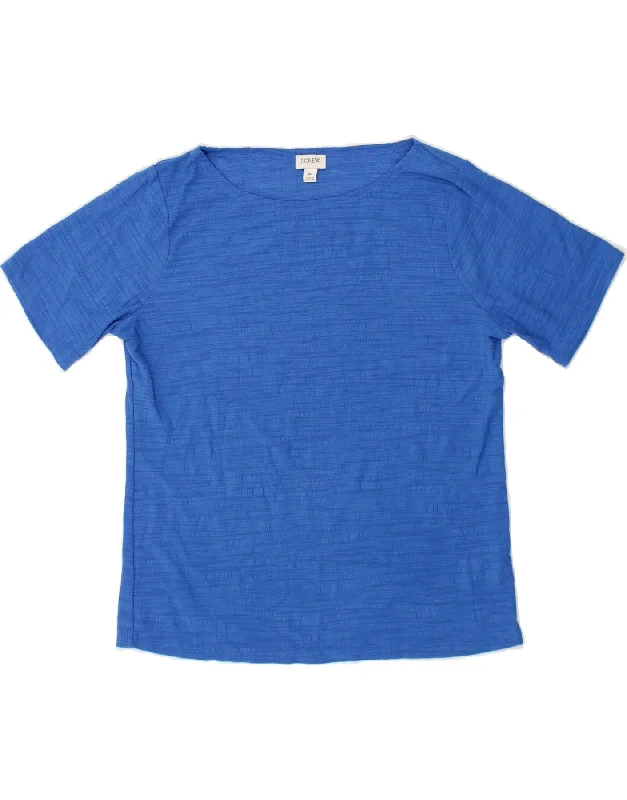 J. CREW Womens T-Shirt Top UK 14 Medium Blue Polyester Cozy Warm Stylish
