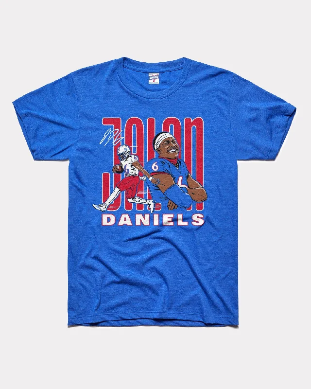 Jalon Daniels Royal Blue T-Shirt Beaded Sequined Faux Fur