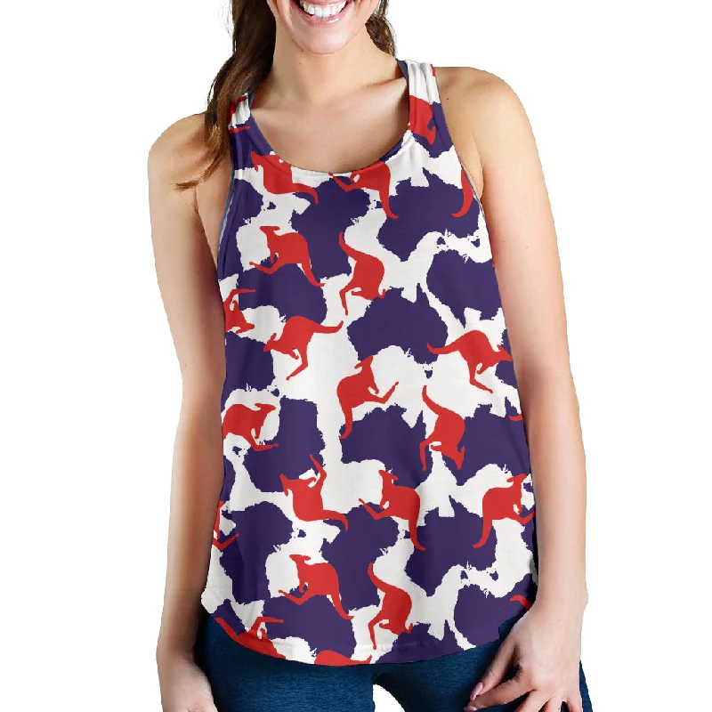 Kangaroo Australian pattern Women Racerback Tank Top cold shoulder tank