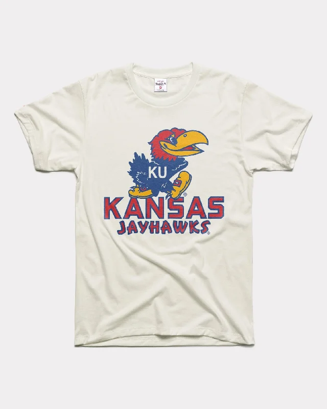 Kansas Jayhawks Heyday Vintage White T-Shirt Handmade Hand-knitted Hand-woven
