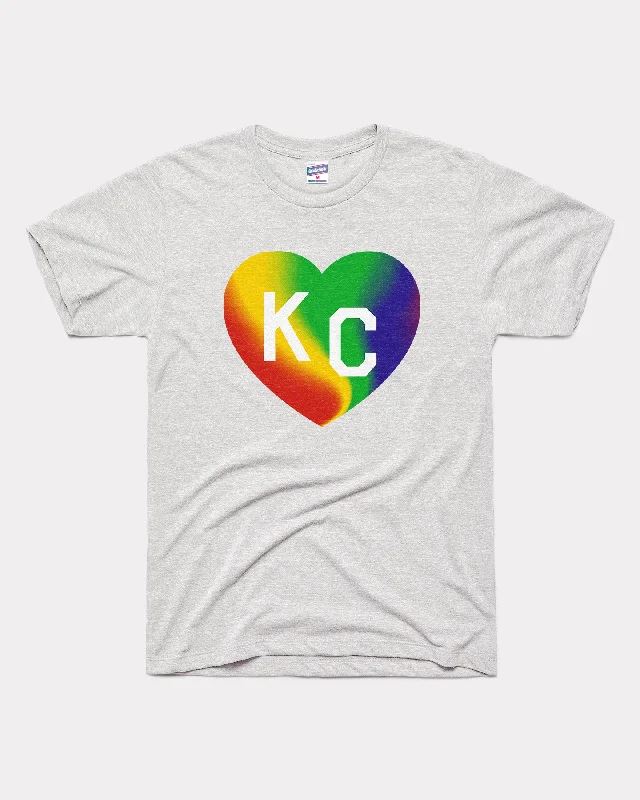 KC Pride Heart Ash Grey T-Shirt Front Pockets Side Pockets Patch Pockets