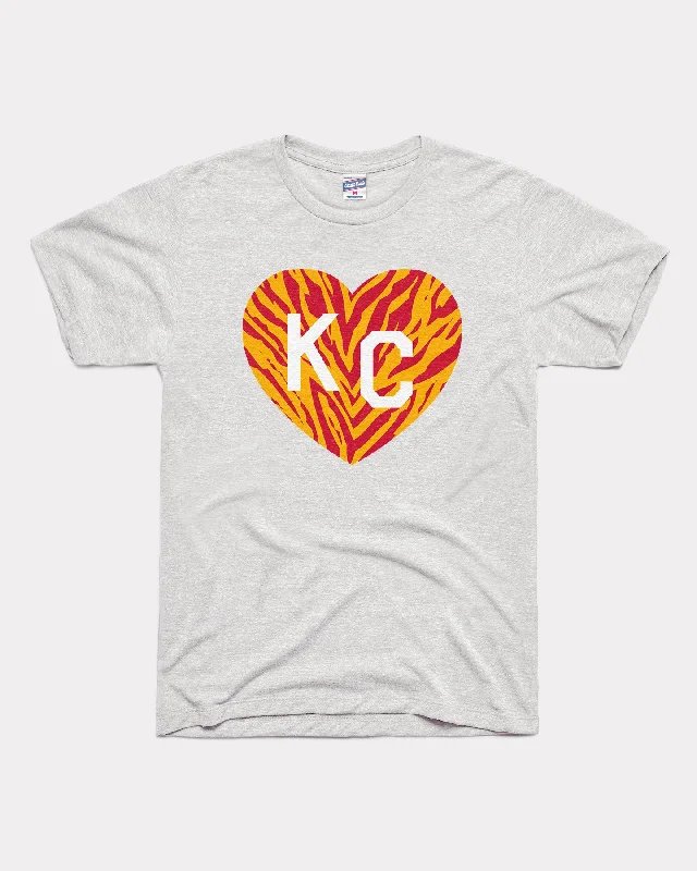 KC Striped Heart Ash T-Shirt Cotton Fabric Linen Fabric Terry Fabric