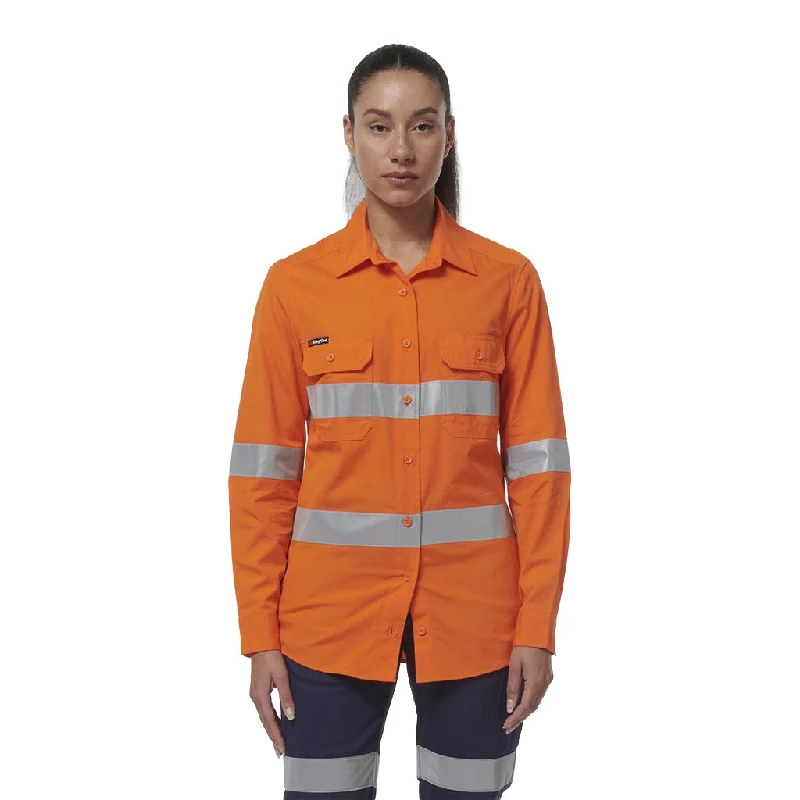 King Gee Women's Workcool Vented Reflective Shirt (K44231) Thin T-Shirt Open Front Quick Dry