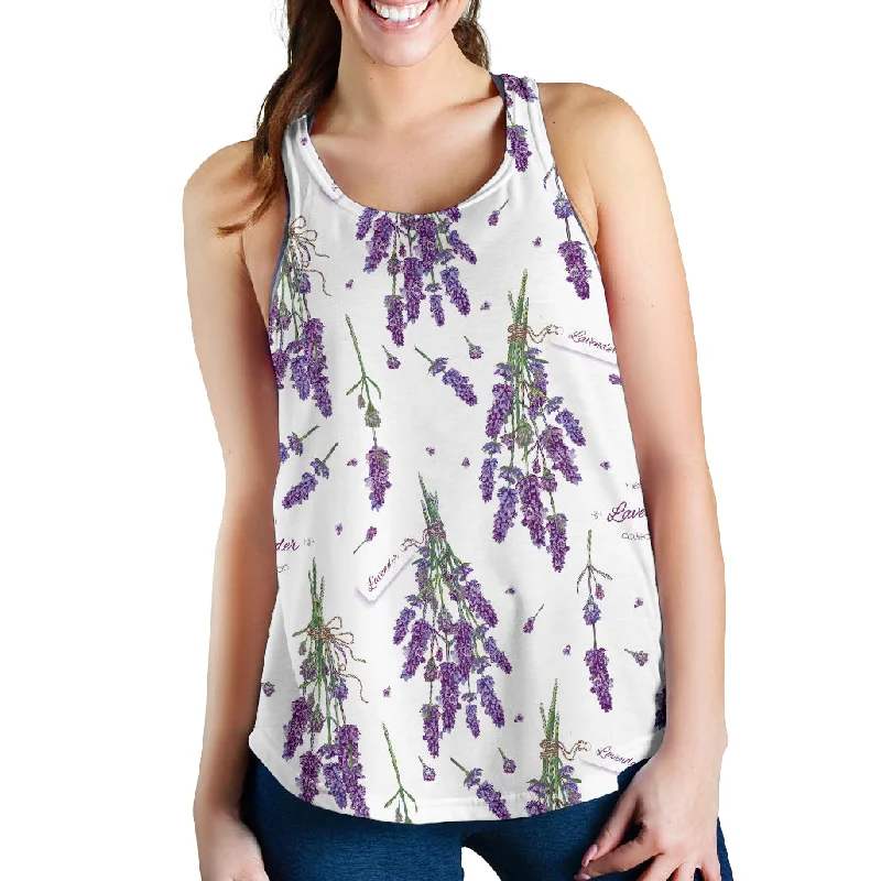 lavender flower design pattern Women Racerback Tank Top gym tank top