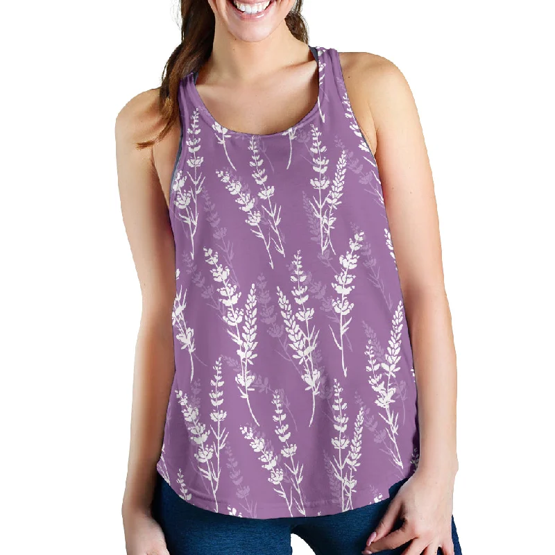 Lavender flowers purple pattern Women Racerback Tank Top cutout tank top