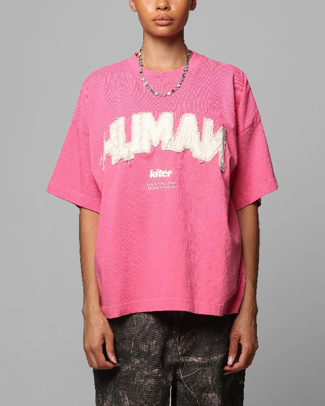Loiter Human Box T-Shirt Pink Fashionable Trendy Casual