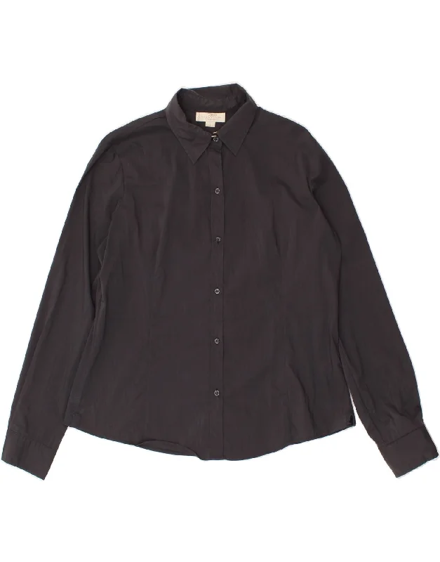 MARLBORO CLASSICS Womens Shirt IT 50 XL Black Cotton Houndstooth Herringbone Solid