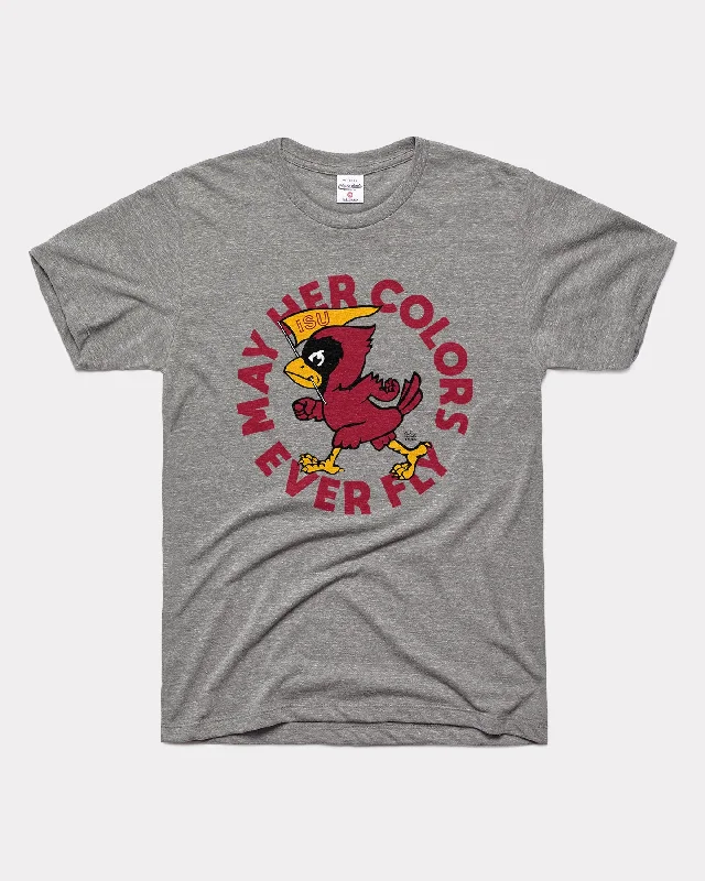 May Her Colors Ever Fly Iowa State Grey T-Shirt Handmade Hand-knitted Hand-woven