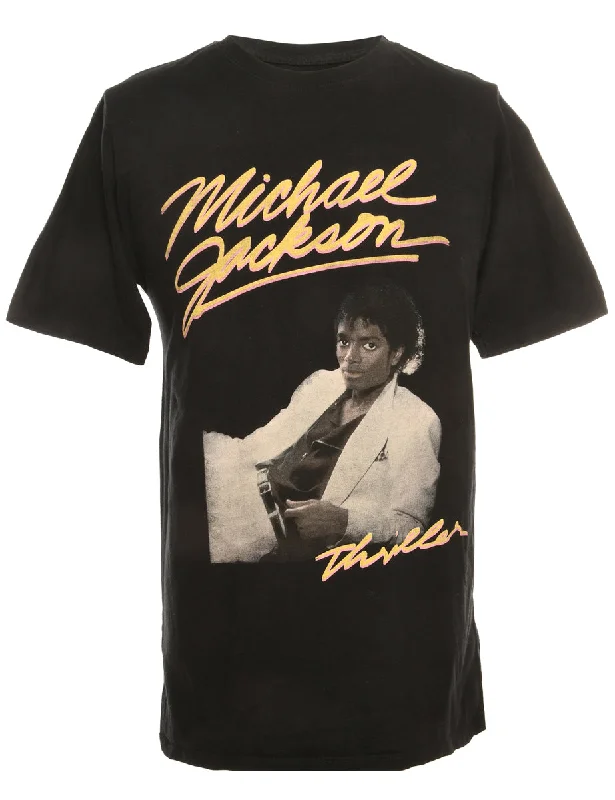 Michael Jackson Black Band T-shirt - M Spandex Blend Rayon Blend Denim Blend