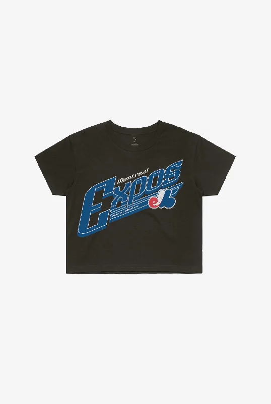 Montreal Expos Garment Dyed Cropped T-Shirt - Black Handmade Hand-knitted Hand-woven Montreal Expos Garment Dyed Cropped T-Shirt - Black Handmade Hand-knitted Hand-woven
