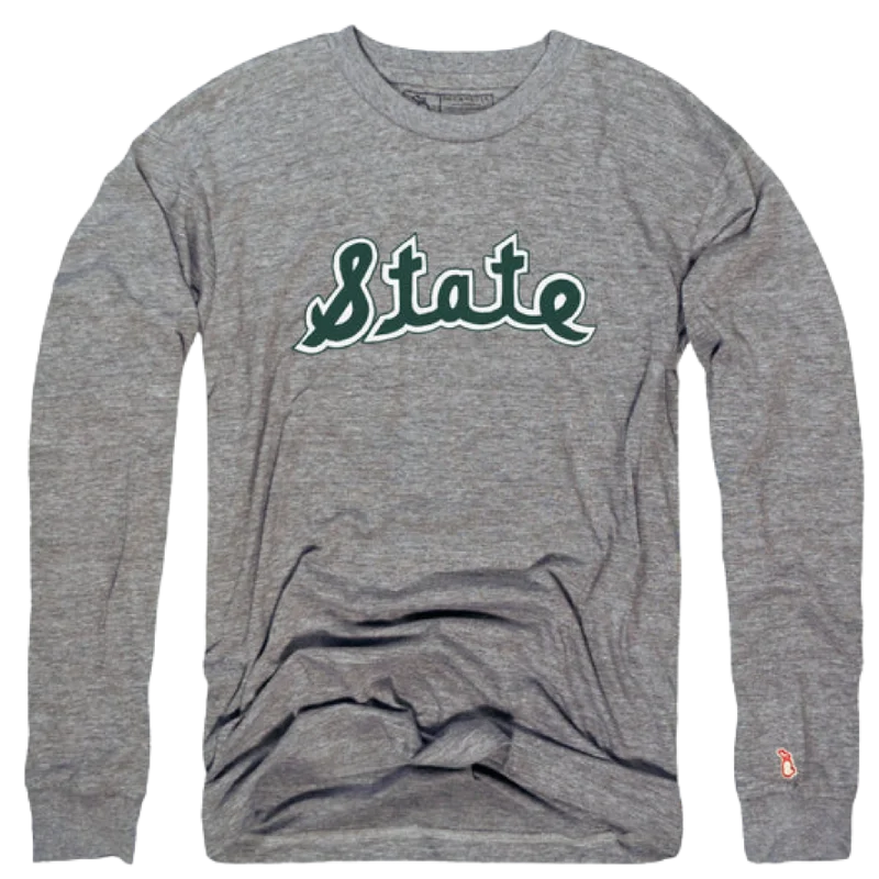 MSU 1979 "State" Script Long Sleeve T-shirt Anti-Shrink Durable Soft