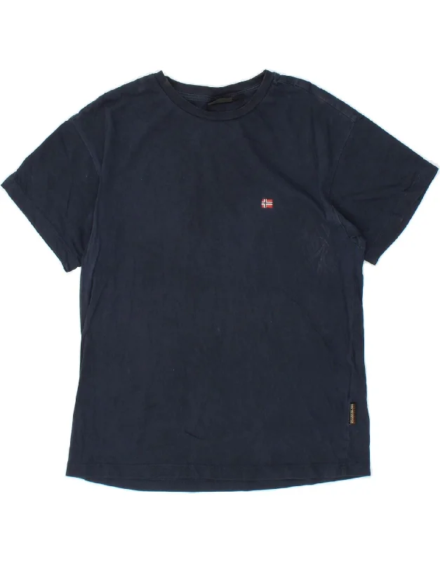 NAPAPIJRI Womens T-Shirt Top UK 12 Medium Navy Blue Cotton Cashmere Blend Cotton Blend Poly Blend NAPAPIJRI Womens T-Shirt Top UK 12 Medium Navy Blue Cotton Cashmere Blend Cotton Blend Poly Blend