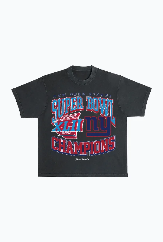 New York Giants Super Bowl XLII Heavyweight T-Shirt - Black Fitted T-Shirt Seamless Stretchy