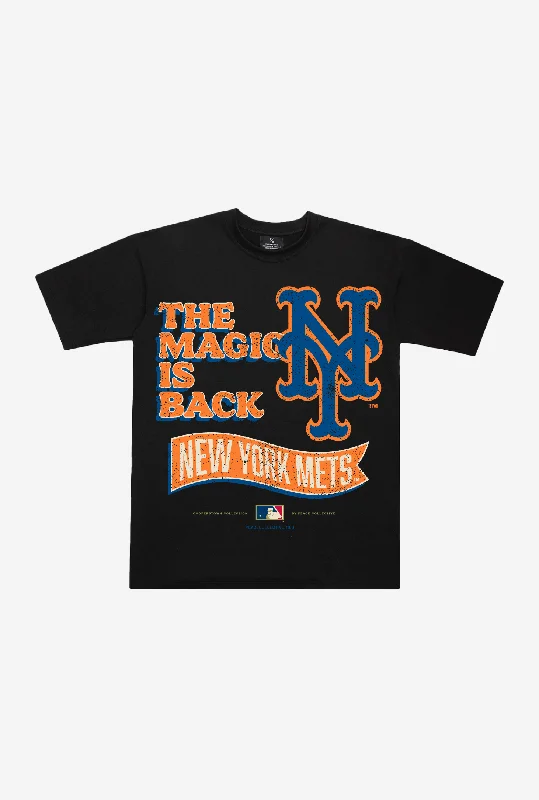 New York Mets Slogan Cooperstown Collection Premium T-Shirt - Black Polka Dot Checkered Tartan New York Mets Slogan Cooperstown Collection Premium T-Shirt - Black Polka Dot Checkered Tartan