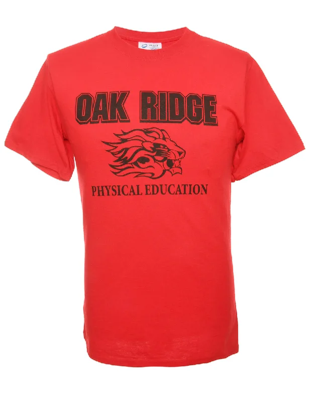 Oak Ridge Printed Red T-shirt - M Satin Blend Silk Blend Wool Blend