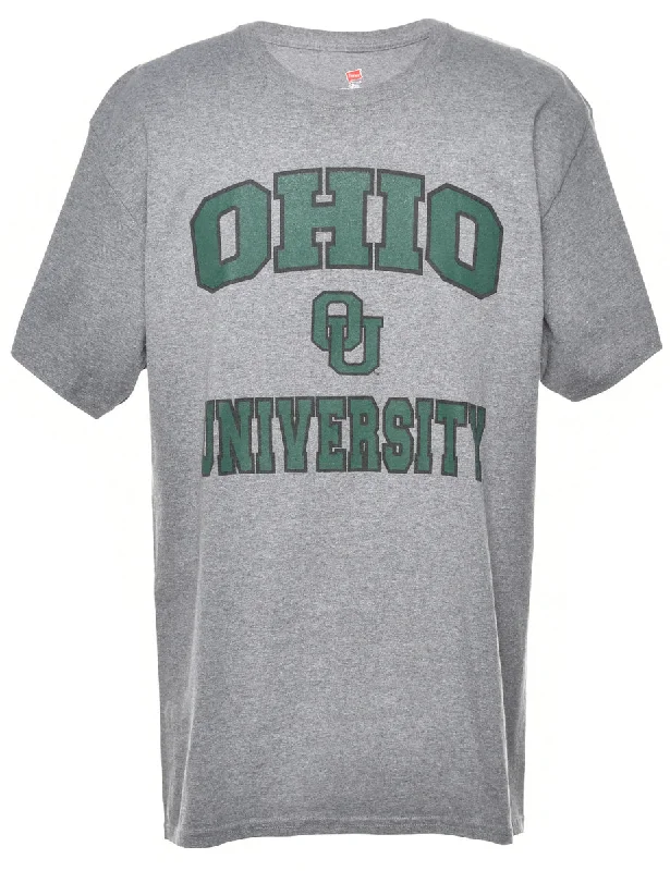Ohio University Printed T-shirt - L Welt Pockets Slit Pockets