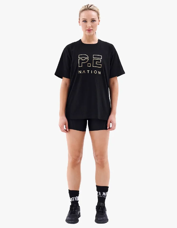 Heads Up Tee - Black Collared Crew Neck Turtle Neck