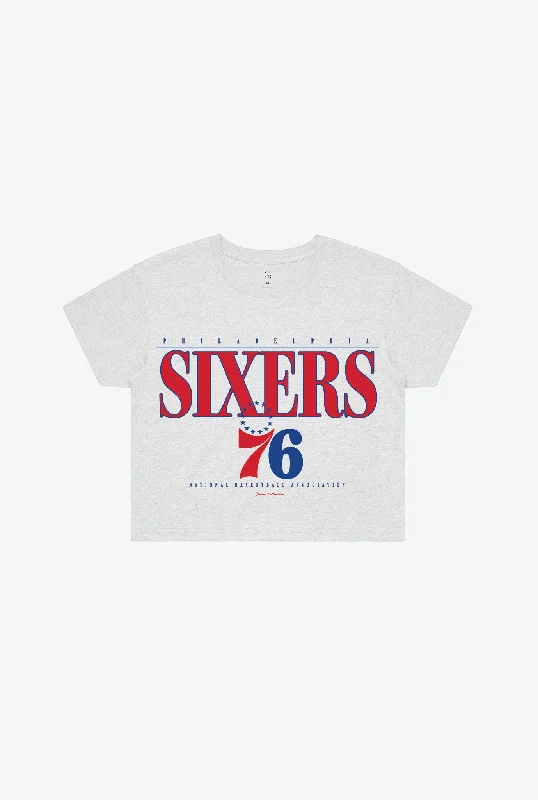 Philadelphia 76ers Signature Cropped T-Shirt - Ash Modern Contemporary Chic