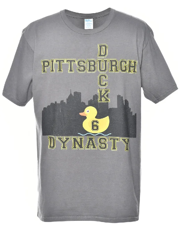 Pittsburgh Duck Dynasty Printed T-shirt - M Notch Collar Peter Pan Collar Cowl Neck