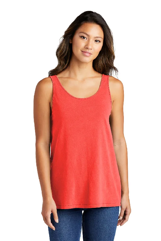 Port & Company Womens Beach Wash Garment Dyed Tank Top - Poppy Red beige tank top