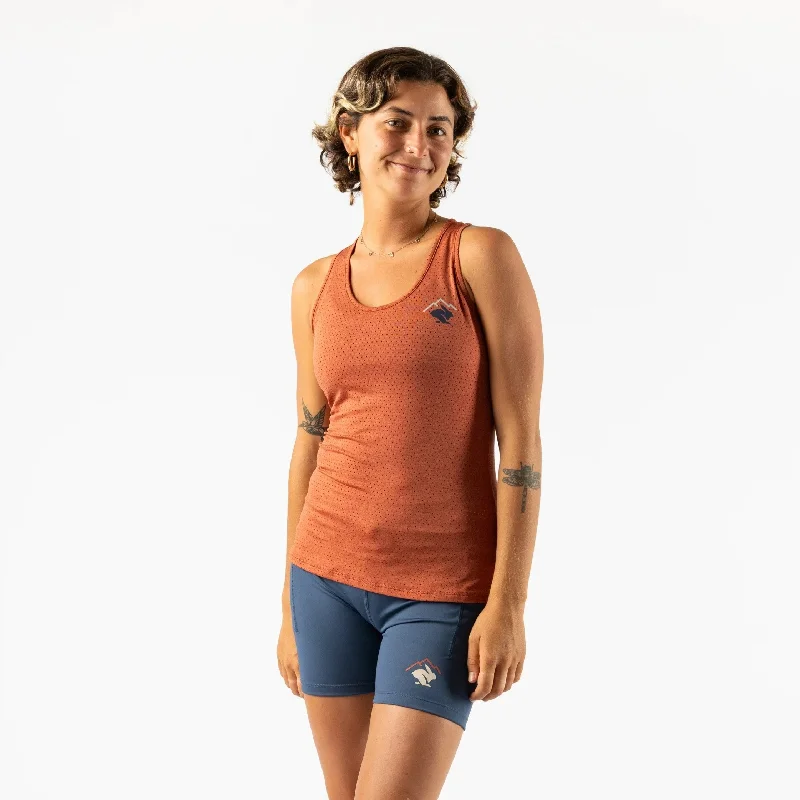 rabbit EZ Tank Perf Trail | Burnt Brick | Womens stretchy tank top