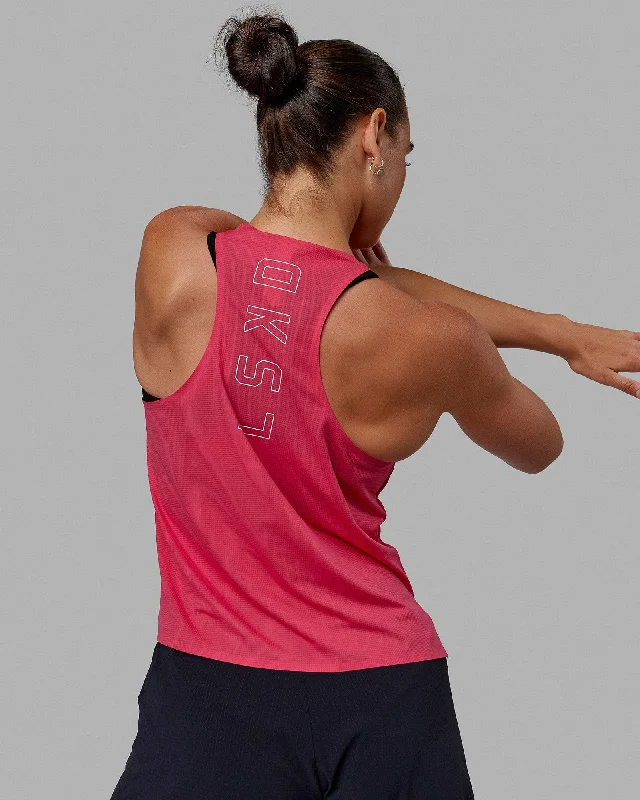 Race Day Performance Tank - Raspberry-White sleep tank top